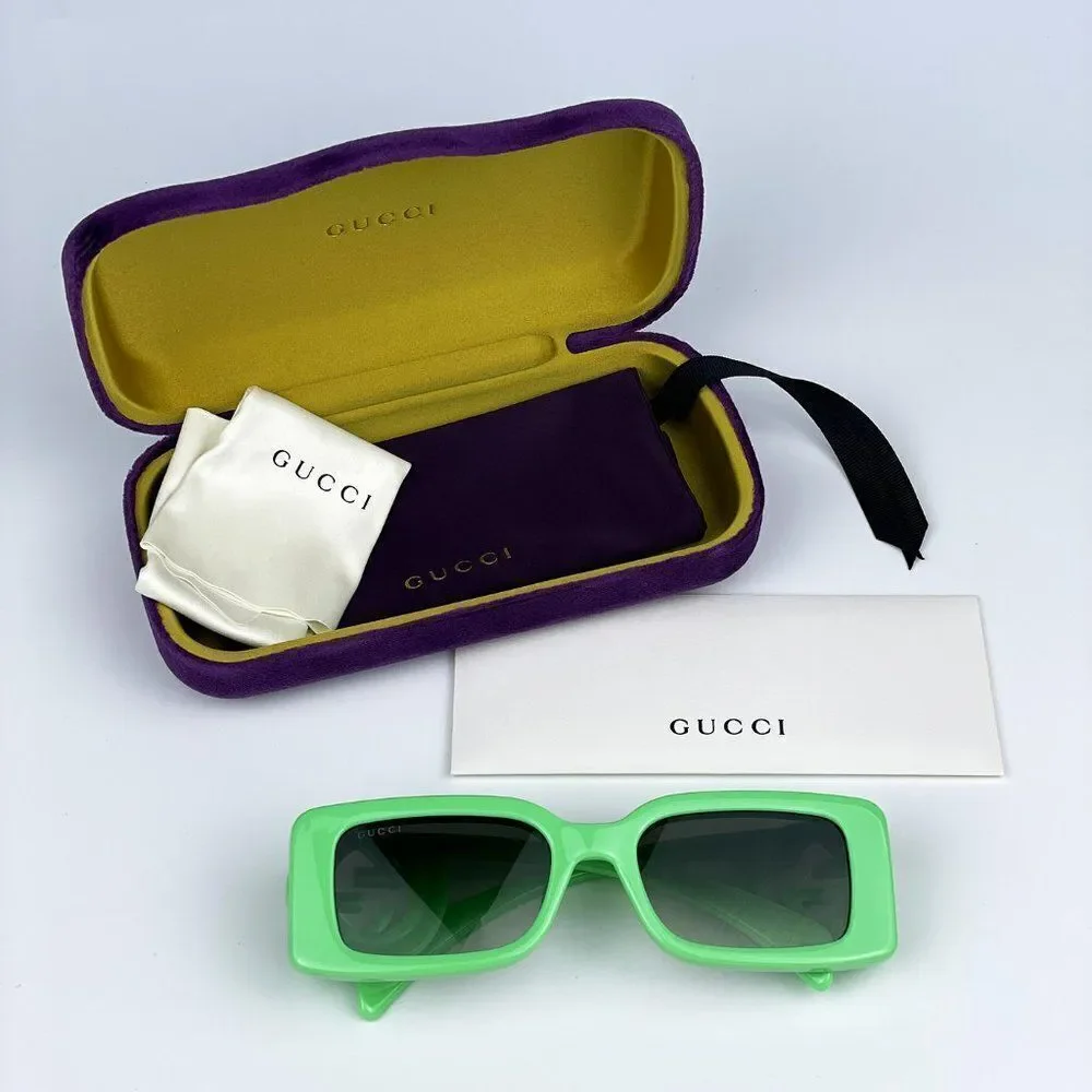 SALE! NEW Gucci GG1325S 004 Green Gradient Rectangle Unisex Sunglasses